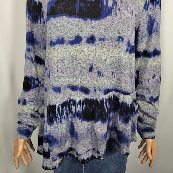 NWT Simply Vera Vera Wang Ruffle Blue/Purple Tie-Dye Sweater Size L - Picture 5 of 12